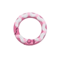 Pink round spring gate ring with white wave pattern and dots for DIY keychains - Rose Red