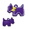 Pendentif chiot violet dessin animé avec nœud jaune et texture cousue pour bijoux DIY - Violet foncé