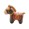 Braune Keramik-Ponyperle mit chinesischem Schriftzeichen und buntem Satteldetail - Pony / Braun