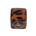 Acrylic cube bead with leopard print and center hole for DIY jewelry making - Cube / Dark Coffee Leopard Pattern