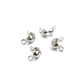 Polished silver metal bead tips clam shell knots covers for DIY jewelry making - White K/Silver