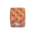 Pink and yellow checkerboard cube bead with orange heart for DIY jewelry making - Cube / Dark Red Heart Checkerboard