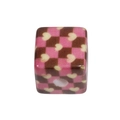 Pink and brown checkered acrylic cube bead with yellow heart for DIY jewelry making - Cube / Pink Heart Checkerboard