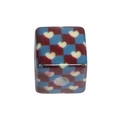 Acrylic square bead with red and blue checkered heart pattern for DIY jewelry - Cube / Blue & Coffee Heart Checkerboard