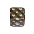 Square acrylic bead with green checkerboard pattern and small white hearts for DIY - Cube / Dark Coffee Heart Checkerboard