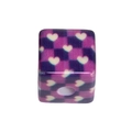 Acrylic purple checkered cube bead with white heart pattern for DIY jewelry crafts - Cube / Purple Heart Checkerboard
