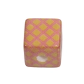 Yellow acrylic cube bead with pink grid pattern for DIY jewelry making and crafts - Cube / Dark Red Grid