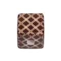 Brown acrylic leopard cube bead with geometric gold and pink stripes for DIY jewelry - Cube / Coffee & Off-White Grid