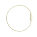 Off-white coated stainless steel wire keychain with secure screw lock connector - Off-white