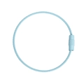 Light blue plastic coated steel wire keychain ring with textured screw connector - Aqua Blue