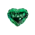 Grüne herzförmige Acrylperle mit HOT LOVE Gravur für DIY-Schmuckherstellung - Metallisches Herz Dunkelgrün
