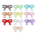 Colorful iridescent acrylic bow pendant beads with star charms in ten variant colors - Bow / Solid Random Color