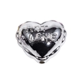 Herzperle in Silber mit HOT LOVE Gravur für die DIY Schmuckherstellung - Metallisches Herz Silber