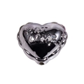 Silberne Herzperle aus Metall mit HOT LOVE Gravur für DIY-Schmuck und Handwerk - Metallisches Herz Gunblack
