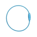 Durable light blue plastic-coated stainless steel wire keychain with a screw connector - Lake Blue