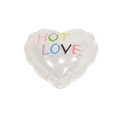 Irisierende Herz-Acrylperle mit Hot-Love-Text für DIY-Schmuck und Schlüsselanhänger - Gelee Herz Weiß
