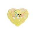 Transparenter gelber Herzanhänger mit HOT LOVE Glitzerschrift für DIY Schmuckdesign - Gelee Herz Gelb