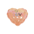 Transluzente pfirsichfarbene Herzperle aus Acryl mit HOT LOVE Glitzerschrift und Perleffekt - Gelee Herz Orange