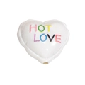 Glänzende weiße Acryl-Herzperle mit buntem HOT LOVE Glitzertext für DIY-Schmuck - Lackiert Herz - Weiß