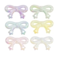 Set of 6 colorful acrylic bow charms with laser luster and star details for DIY projects - Bow / Luminous Random Color