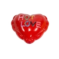 Rote herzförmige Acrylperle mit Hot Love Aufdruck für DIY Schmuckherstellung - Lackiert Herz - Dunkelrot