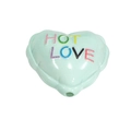 Minzgrüne Herz-Acrylperle mit glitzerndem Hot Love Schriftzug für DIY-Schmuck - Lackiert Herz - Smaragdgrün