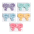 Colorful acrylic bow charm collection in purple, cyan, blue, yellow, and pink fuzzy textures - Bow / Random Flocked Colors