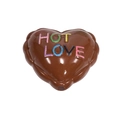 Schokoladenherz-Acrylperle mit HOT LOVE-Schriftzug für DIY-Schmuckherstellung - Lackiert Herz - Dunkelkaffee