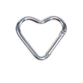 Polished silver heart-shaped spring clasp carabiner hook for DIY keychain accessories - Silver
