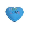Himmelblaue herzförmige Acrylperle mit glitzerndem HOT LOVE Text für DIY Schmuck - Mattes Herz Königsblau