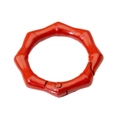 Bamboo style red lacquer spring gate ring round clasp for DIY keychains - Dark Red