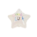 Sternförmige Acrylperle in schillerndem Design mit Good Luck Text für DIY-Schmuck - Gelee Stern Weiß