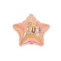 Rosa-orangefarbene schillernde Sternperle mit Good Luck Glitzertext für DIY Schmuck - Gelee Stern Orange