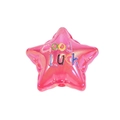 Rosafarbene Sternperle aus Acryl mit GOOD LUCK Gravur und irisierendem Metallic-Finish - Gelee Stern Rosenrot