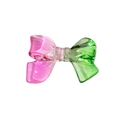 Pink and green dual-tone transparent bow-shaped beaded accessory with glossy finish - Green and Pink