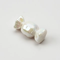 Charmante bonbonförmige Perle mit irisierendem Perlglanz-Finish für DIY-Schmuck - Apertur: 3.5mm / Solides Weiß
