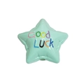 Minzgrüne Sternperle aus Acryl mit Good Luck Aufdruck für DIY Schmuckherstellung - Lackierter Stern Smaragdgrün