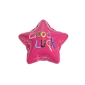 Rosarote Acrylperle in Sternform mit Good Luck Glitzerschrift für DIY Schmuck - Lackierter Stern Rosenrot