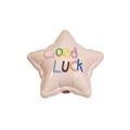 Cremeweiße Acryl Sternperle mit buntem Good Luck Schriftzug für DIY Schmuck - Lackierter Stern Milchtee