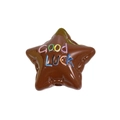 Schokoladenbraune sternförmige Acrylperle mit Good Luck Glitzertext für DIY-Schmuck - Lackierter Stern Dunkelkaffee