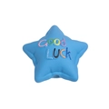 Sternförmige hellblaue Acrylperle mit buntem Good Luck Text für DIY-Schmuckherstellung - Matter Stern Königsblau