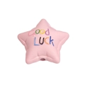 Rosafarbene Acrylperle in Sternform mit Good Luck Text für DIY Armbänder und Basteln - Matter Stern Rosa