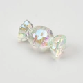 Iridescent candy-shaped acrylic bead with holographic finish for DIY jewelry and accessories - Aperture: 3.5mm / Clear White