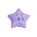 Einzelne lila Sternperle aus Acryl mit Good Luck Glitzerschrift für DIY Schmuck - Matter Stern Lila