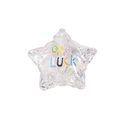 Transparente Acryl-Sternperle mit buntem Good Luck Aufdruck für DIY-Schmuckherstellung - Transparenter Stern Weiß