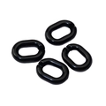 Set of four glossy black oval acrylic C-link open rings for DIY bag chain accessories - Black