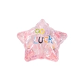 Rosa transparente Acrylstern-Perle mit Good Luck Aufdruck für DIY-Schmuckherstellung - Transparenter Stern Hellrosa