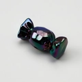 Colorful candy-shaped acrylic bead with holographic rainbow finish for DIY jewelry crafts - Aperture: 3.5mm / Iridescent Black