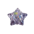 Sternförmige lila Acrylperle mit buntem Good Luck Aufdruck für DIY-Schmuck - Transparenter Stern Grau