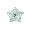 Blaugrüne Acryl-Sternperle mit buntem Good Luck Aufdruck für DIY-Schmuck - Transparenter Stern Grün